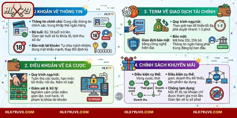 Điều Khoản HLX79 - Những Quy Định Người Chơi Cần Nắm 3 Các điều khoản sử dụng HLX79 người chơi cần nắm rõ