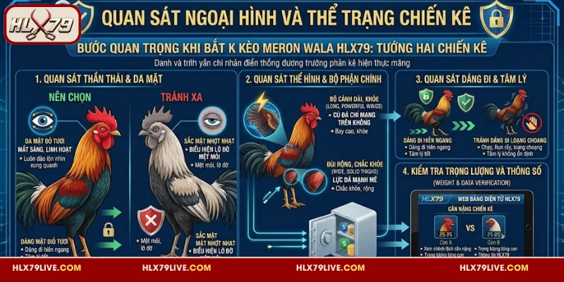 Quan sát ngoại hình và thể trạng chiến kê khi chơi Meron Wala HLX79