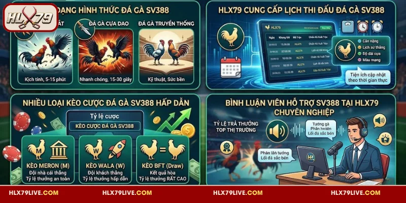 Đá Gà SV388 Tại HLX79 - Tranh Tài Kịch Tính Từ Chiến Kê 3 Ưu điểm của HLX79 sảnh SV388 mang lại